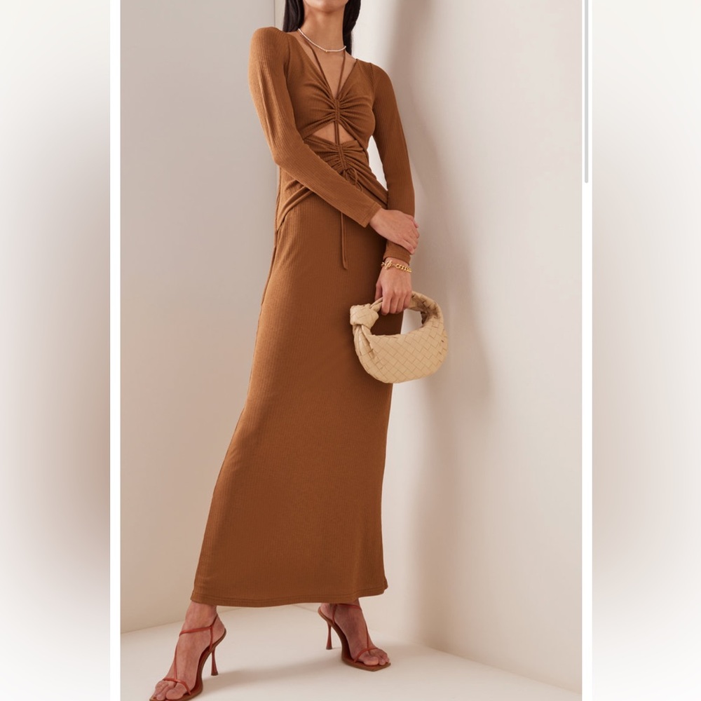 Significant Other
Marie Cutout Ribbed Jersey Maxi Dress, brown, size 10